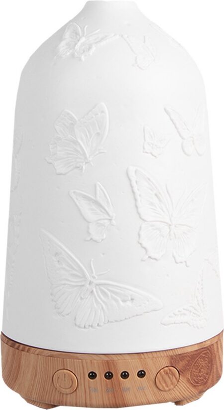 Aroma diffuser van het merk Clayre & Eef. Gemaakt uit porselein met een vlinderpatroon